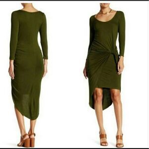 2/$30 Nordstrom The Vanity Room 3/4 Sleeve Olive Army Green Jersey Knot Dress, L
